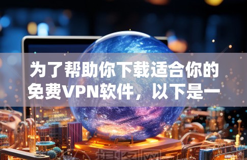 为了帮助你下载适合你的免费VPN软件，以下是一个系统化的指南，涵盖从选择软件到下载和使用的关键步骤